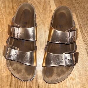 Rose Gold Birkenstock Buckle Sandals